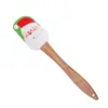 Espátula de silicona con estampado de dibujos animados navideños y mango de madera de haya, espátula para crema resistente a altas temperaturas, herramienta para hornear doméstica, en stock de fábrica