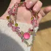 Salsa de Ciruela UmeCollar Irregular con Perlas Rojo Rosa 2026 Nuevo Primavera/Verano Floral Fresco Cadena para Clavícula