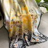 Bufanda Nueva de Seda Simulada, Bufanda Larga de Brocado, Moda Primavera y Otoño, Versátil Chal de Protección Solar de Verano, Turbante