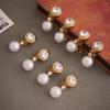 Xinyixinxin Joyería Nueva Europea y Americana Sin Perforaciones para Orejas con Pendientes de Perlas de Imitación de Diamante Acero Inoxidable Chapado en Color Dorado de 18K Retención de Color