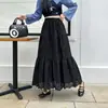 Saia jacquard bordada estilo francês de cintura alta, novo estilo verão 2026, elegante, modelagem solta, versátil, afina a silhueta, saia longa com barra ampla