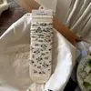 Meias Femininas Songmu Série Marrom Florais Vintage Meia-Perna, Meias Largas Estilo Coreano Ins, Meias Japonesas Doces de Renda Sem Costura