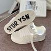 Nicho Original Off-White Zapatos de Pan Estampados 2025 Primavera Nuevo Versátil Zapatos Blancos Zapatillas Deportivas Casuales de Suela Gruesa