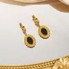Pendientes de lujo con diseño de nicho de entrada francesa, estilo retro, con fritillaria descolorida, collar de acero de titanio, joyería para mujer, cadena de suéter con clavícula.