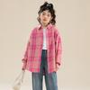 Camisa Xadrez para Meninas 2026 Novo Estilo para Crianças Maiores, Tops Tendência para Primavera e Outono, Camisas Infantis da Moda para Outono Estilo de Rua