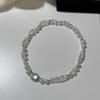 Hebilla cuadrada de nácar microincrustada collar de perlas Shi Jia de doble capa de dos usos para mujer lujo ligero mixto plegado con cadena para clavícula