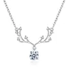 Collar de Plata de Ley S925 Un Ciervo Te Tiene para Mujer Colgante de Zircón Moissanita de 1 Quilate Cadena Versátil Exquisita de Lujo Ligero para Clavícula