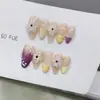 Nai Zi Unhas Usáveis Puramente Feitas à Mão Novo Modelo Outono/Inverno B069 Esculpido Pintado à Mão Estilo Francês Modelo de Exportação Adesivos de Unha Elegantes