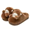 Pantuflas de algodón con sensación de pisar caca para mujer, otoño e invierno, para interior del hogar, suela gruesa, cálidas, lindas de dibujos animados, antideslizantes, pantuflas peludas para mujer
