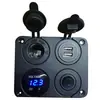 Panel de combinación de cuatro orificios: asiento base de alimentación + cargador de coche USB dual 4.2A + medidor de potencia + interruptor tipo ojo de gato