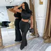 C7528 Transfronterizo Aliexpress Amazon Moda Europea y Americana para Mujer Conjunto de Dos Piezas Casual sin Mangas Crop Top y Pantalones Largos