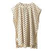 Camiseta de lino y algodón con estampado de lunares para mujer, con cremallera invisible en la espalda y abertura, elegante camiseta tipo jersey para verano