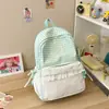 Mochila de Viaje Linda a Cuadros con Lunares y Ribete de Encaje Estilo Girly Mochila de Estudiante Estilo Dulce Japonés