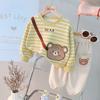 Lindo traje para niños y niñas, estilo occidental, otoño 2022, nuevo suéter para bebés y niñas, primavera y otoño, de dos piezas, de moda