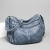 Bolso de hombro retro de moda de gran capacidad en piel sintética, bolso ligero versátil de cuero lavado de moda para mamá, bolso cruzado casual para mujer