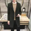 Casaco de lã masculino outono e inverno coreano slim fit longo corta-vento casaco de lã engrossado masculino comércio exterior Atacado