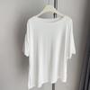 Camiseta de manga corta con cuello redondo y dobladillo irregular de modal para mujer, vestido de baile drapeado de verano, camisa de base fina