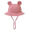 Nuevo Bebé Algodón Puro Sombrero Cubo Orejas de Conejo Bebé Estampado Sombrero de Pescador Tume Color Puro Sombrero para el Sol Transfronterizo 3-12m