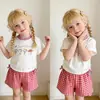 Comercio Exterior Transfronterizo Europeo y Americano Ropa Infantil al por Mayor Conjuntos de Ropa Nuevo Estilo 2026 Dibujos Animados de Manga Corta con Cuadros para Bebés Niñas