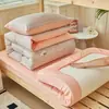 Conjunto de cama puro algodão de três peças para estudantes universitários, lençol de cama 100% algodão, capa de edredom, protetor de colchão, roupa de cama de solteiro para dormitório
