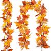 Corona de Arce de Otoño Ratán Colgante Hojas de Otoño Artificiales Decoración de Acción de Gracias Boda Familiar Chimenea Decoración de Fiesta