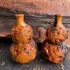 Colgante de calabaza pequeña Madera de Trueno madera de azufaifo Doble Dragón Colgante para coche tallado Calabaza de Doble Dragón