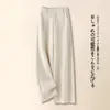 Pantalones de Pierna Ancha de Lana y Acetato para Mujer Invierno Cintura Alta Sueltos Moda para Dama Pantalones de Pierna Recta Estrechos 2026 Pantalones Casuales para Mujer