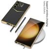 Adecuado para Funda de Teléfono Móvil de Fibra de Carbono Samsung S23Ultra S3U Jazz Cubierta Protectora de Cuero Liso S23U Funda Ultrafina Anticaídas