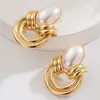 Pendientes Asimétricos de Metal con Perlas y Ojo de Gato de Lujo Accesible Europeo y Americano Pendientes de Moda Exagerados Elegantes para Mujer