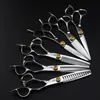 Tesouras de Cabeleireiro Rben Yandou, Tesouras de Corte de Cabelo, Tesouras Planas, Tesouras para Franja, Tesouras Desbastadoras, Conjunto de 6 Peças de Tesouras
