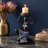 Adorno de escultura para candelabro de mujer africana de artesanía de resina de estilo minimalista nórdico y retro para decoración de sala de estar, mueble de TV y mesa de comedor