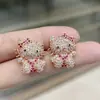 Kaiwei Estilo Hip Hop Lindo Dulce Completo de Diamantes Gato KT Colgante Collar Lujo Dibujos Animados Gato Anillo Pendiente Colgante