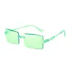 Gafas de sol cuadradas sin montura con borde cortado transfronterizas europeas y americanas, Gafas de sol personalizadas de una sola pieza de colores caramelo, Gafas de sol para protección solar al aire libre