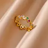 2026 Nuevo Anillo de Zirconia de Colores de Venta Caliente Transfronteriza Europea y Americana Moda Estilo Lujo Ligero Simple Versátil Anillo Abierto Ajustable para Mujer