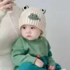 Gorro para Bebé Otoño Invierno Estilo Coreano Lindo Rana Gorro de Punto Unisex Bebé Cálido Lana Gorro Infantil Protección para Orejas