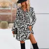 Bai Fen Zhi Yi Amazon Comercio Exterior Otoño/Invierno Ropa Femenina Transfronteriza, Vestido Europeo y Americano con Adorno Elegante de Bloques de Color y Estampado de Leopardo