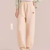 Calça de pijama de flanela coral para casais, espessa e forrada com fleece, calça de casa quente para mulheres, pode ser usada fora, par único, para outono e inverno