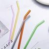 Popote de vidrio resistente al calor resistente a altas temperaturas vidrio de borosilicato alto popote curvo labial transparente tubo para beber jugo rígido puerpera