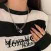 Collar de Suéter de Amor a Cuadros Blanco y Negro Temperamento Femenino Estilo Hip Hop Dulce y Cool Pulsera Simple Collar de Cadena para Suéter de Nicho