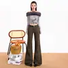 Jeans Acampanados Naranja Infantil # Estilo High Street Americano Chica Popular, Corte Delgado, Pantalones Elegantes y Versátiles de Longitud Completa para Mujer
