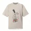 Comércio Exterior Transfronteiriço Em Estoque Derreter Conector Estilo Americano Marca Tendência High Street Retro Estampa Líquida Camiseta Casual Solta de Manga Curta