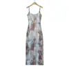 Vestido de verano sexy ajustado de malla con abertura para mujer