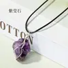 Pingente de Pedra Bruta de Cristal Natural Transfronteiriço Amethyst Enrolado à Mão Pedra Preciosa de Cristal Assimétrica Pingente de Joia DIY