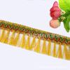 Accesorios producción al por mayor encaje de flecos dorados 4.5cm encaje de seda dorado y plateado encaje de borla para cortina de flecos de dragón pequeño