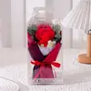 Flores Artificiales para el Día de San Valentín Transfronterizo, Flores Simuladas, Ramo de Flores de Hilo de Rosa Tejidas a Mano, Caja de Regalo de PVC, Regalo del Día de la Madre