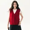 Elegante chaleco de punto bordado con cuello en V, un nuevo estilo de otoño/invierno, color liso, versátil, de un solo botón y sin mangas