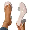 Sandalias transparentes de cristal de tacón alto, estilo nuevo 2026, talla grande, con pedrería, adecuadas para uso en exteriores, populares en Europa y América, material PU