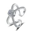 Anillo de propuesta con incrustaciones de circonitas, diseño de moda francesa, popular entre Europa y América.