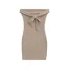 Deseo Puro Chica Caliente Vestido Chaleco Moldeador de Cuerpo Ajustado Falda Corta Sexy Cintura Ceñida Busto Lazo Strapless Vestido Bodycon