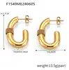 Pendientes de diseño rojo de red INS de Europa y Estados Unidos, pendientes de giro chapados en oro de acero de titanio, pendientes gruesos tejidos en forma de U en stock.